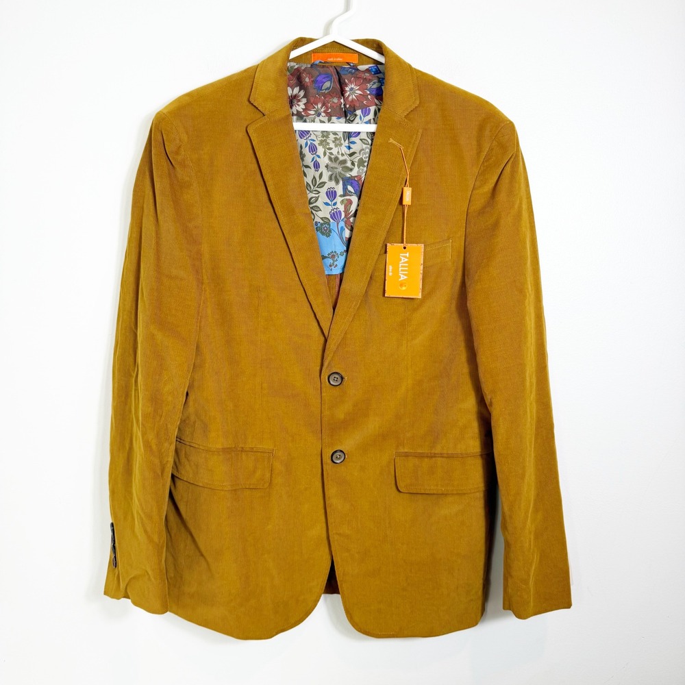 Tallia Sport Coat Mens 38 Regular Gold Corduroy Slim Fit Blazer NWT